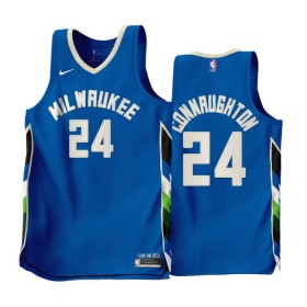 Män Milwaukee Bucks Tröja Pat Connaughton 24 Nike 2022-23 City Edition Blå Swingman